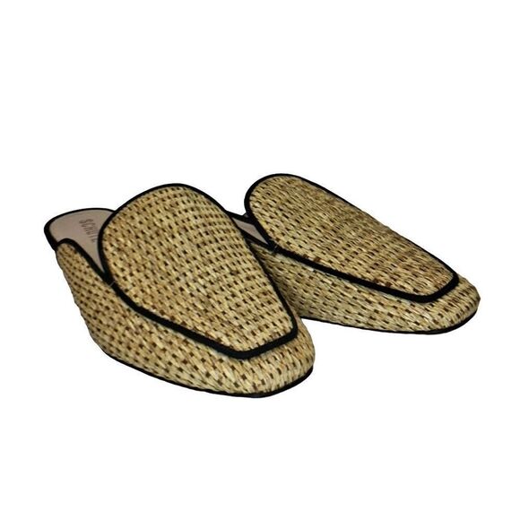 NWOT Schultz mule slide Sandal size 37/39 Rafia Flat - Picture 4 of 8